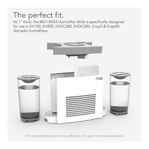 보네이도 Vornado Evap40 4-Gallon Evaporative Humidifier with Adjustable Humidistat and 3 Speeds & MD1-0034 Replacement Humidifier Wick (Pack of 2), White