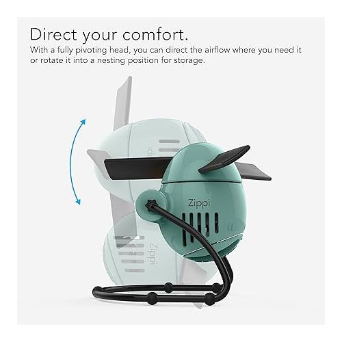 보네이도 Vornado Zippi Small Personal Fan | Foldable Cooling for Desk, Nightstand, Tabletop, Travel and More | 2 Speeds & Soft Blades | Green