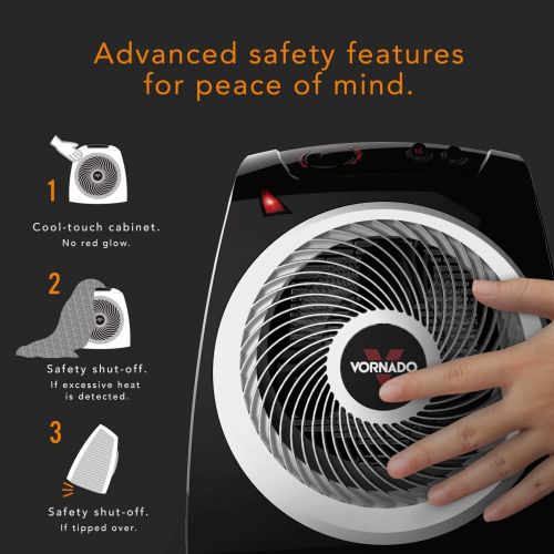 보네이도 보네이도 써큘레이터Vornado VH10 Vortex Heater with Adjustable Thermostat, 2 Heat Settings, Advanced Safety Features, Black