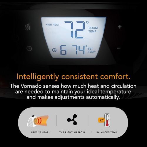 보네이도 보네이도 써큘레이터Vornado TAVH10 Electric Space Heater with Adjustable Thermostat, Auto Climate Control, 2 Heat Settings, 12-Hour Timer, Remote, Advanced Safety Features, Black