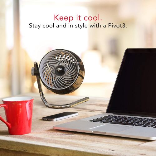 보네이도 보네이도 써큘레이터Vornado Pivot3 Compact Air Circulator Fan with Pivoting Axis, 3 Speed Settings, Removable Grill for Cleaning, Perfect for Home, Office, Dorm Use, Black