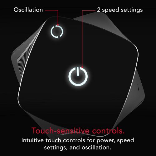 보네이도 보네이도 써큘레이터Vornado HELIX2 Personal Tower Fan with 3 Speed Settings, Illuminated Touch Controls, 70-Degrees of Oscillation, Small Footprint, Black