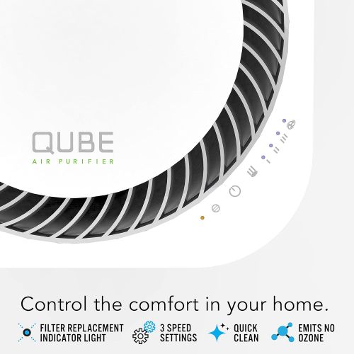 보네이도 Vornado QUBE50 Air Purifier for Home, Bedroom and Office-True HEPA Filter to Remove [99.97% of Allergens], Eliminates Pet, Smoke, Dander-3-Step Filtration Process, Small, White