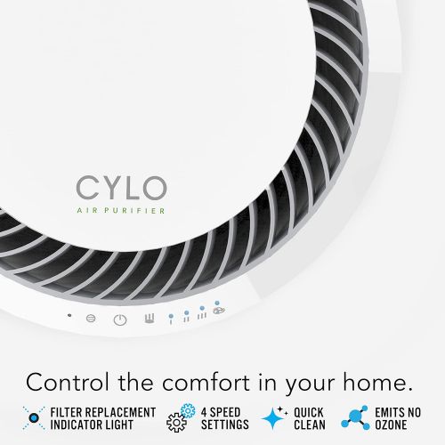보네이도 Vornado CYLO50 Air Purifier for Home, Bedroom and Office - True HEPA Filter to Remove [99.97% of Allergens], Eliminates Pet Dander, Smoke - 3-Step Filtration Process