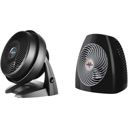 보네이도 Vornado 630 Mid-Size Whole Room Air Circulator Fan & MVH Vortex Heater with 3 Heat Settings, Adjustable Thermostat, Tip-Over Protection, Auto Safety Shut-Off System, Black