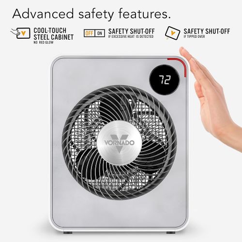 보네이도 Vornado VMH500 Whole Room Metal Heater with Auto Climate, 2 Heat Settings, Adjustable Thermostat, 1-12 Hour Timer, and Remote, Ice White