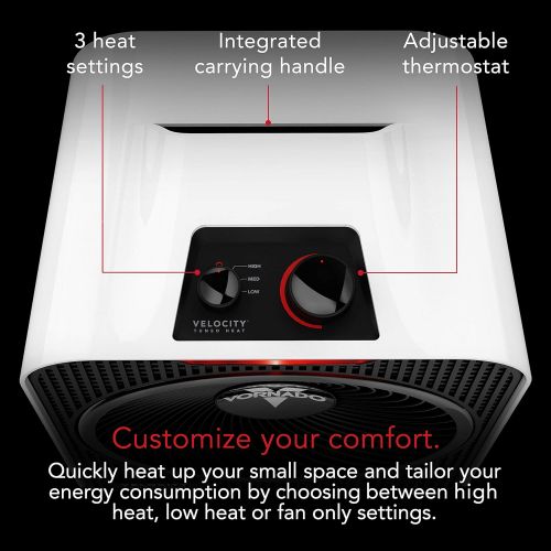 보네이도 Vornado Velocity 3 Space Heater with 3 Heat Settings, Adjustable Thermostat, and Advanced Safety Features, White