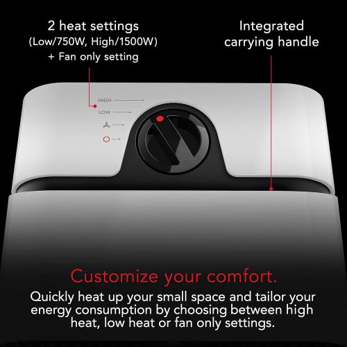 보네이도 Vornado Velocity 1 Personal Space Heater with 2 Heat Settings and Advanced Safety Features, Small, White