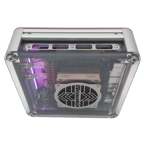  VortecPC Tropo Rugged Mini Desktop - i3, 8GB, 250GB SSD - Red/Silver, Violet Light