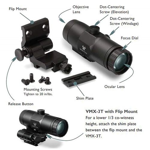  Vortex Optics Vortex VMX-3T Sight Magnifier with Vortex Hat