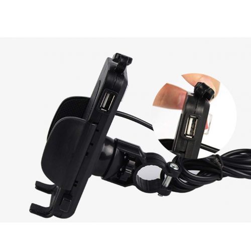  Vosarea Motorcycle Charging Mobile Phone Bracket Rear View Mirror Car USB Navigation Bracket No Battery Included(Black)