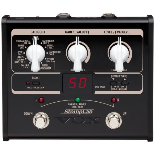 Vox Stomplab1G Guitar Effects Pedal w/(2) 6 Patch Cables