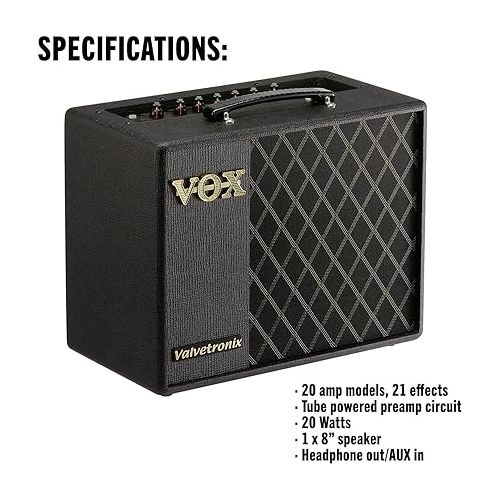  VOX Valvetronix VT20X Modeling Amplifier,Black