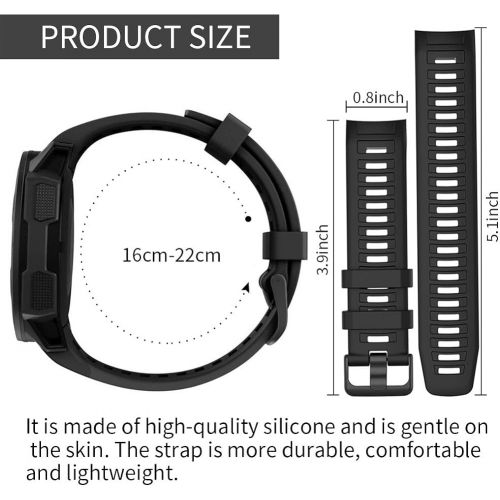  Vozehui Bands Compatible with Garmin Instinct Sports GPS, Soft Silicone Adjustable Replacement Wristbands for Garmin Instinct/Instinct Tide/Instinct Tactical