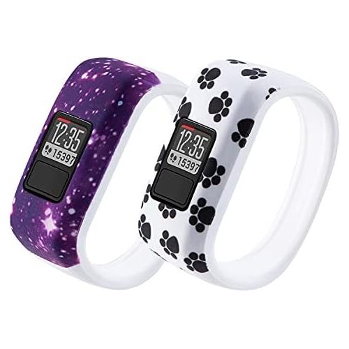  [아마존베스트]Vozehui Compatible with Garmin Vivofit 3/Vivofit JR/Vivofit JR 2 Bands, Colorful Soft Silicone Replacement Sport Wristbands for Kids Boys Girls, Small Large