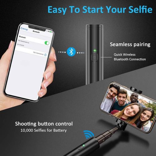  [아마존베스트]Vproof Selfie Stick Bluetooth, Lightweight Aluminum All in One Extendable Selfie Sticks Compact Design for iPhone Xs/XS max/XR/X/8/8 Plus/7/6s/6/5, Galaxy S10/S9/S8/S7/S6/Note, Mor