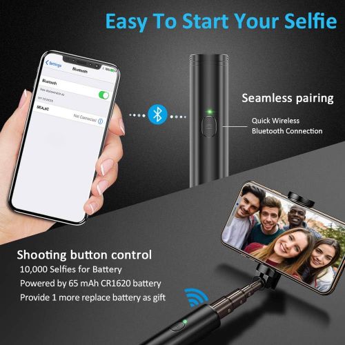 [아마존베스트]Vproof Selfie Stick Bluetooth, Lightweight Aluminum All in One Extendable Selfie Sticks Compact Design, Compatible with iPhone 11 Pro Max 11 Pro 11 XS Max, Galaxy S20, More