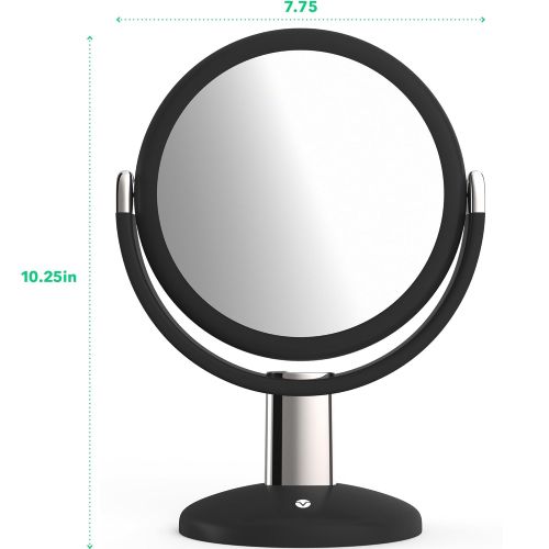  Vremi 10x Magnified Vanity Mirror - 7 Inch Round Makeup Cosmetic Mirror for Bathroom or Bedroom Table Top - Portable Double Sided Glass Mirror Stand with 360 Degree Swivel - Black