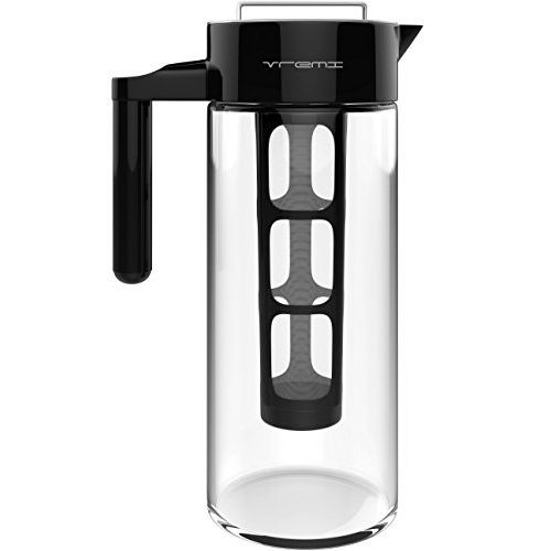  Vremi Cold Brew Iced Coffee Maker and Tea Infuser - 32 Ounce 1 Quart Glass Carafe Pitcher Airtight Lid and Spout - BPA Free Reusable Mesh Filter for Ground Coffee Loose Tea - Dishw