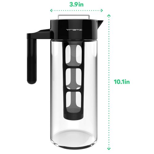  Vremi Cold Brew Iced Coffee Maker and Tea Infuser - 32 Ounce 1 Quart Glass Carafe Pitcher Airtight Lid and Spout - BPA Free Reusable Mesh Filter for Ground Coffee Loose Tea - Dishw