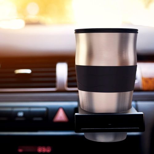  Vremi Single Cup Coffee Maker - Includes 14 Ounce Travel Coffee Mug and Reusable Filter - Personal 1 Cup Drip Coffee Maker to Brew Ground Beans - Black and Silver Single Serve One