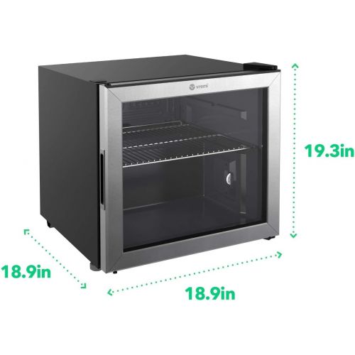  [아마존베스트]Vremi 1.7 Cubic Feet Beverage Cooler - Double Layered Glass Door Mini Fridge for Can Drinks - with Adjustable Shelves and User Friendly Temperature Knob - Modern Cooling Machine fo