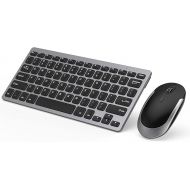 Compact Wireless Keyboard Mouse, 2.4GHz Ultra Thin Small Wireless Keyboard Mouse Combo for Desktop, Laptop (Black and Gray)