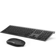 Wireless Keyboard and Mouse, Vssoplor 2.4GHz Rechargeable Compact Quiet Full-Size Keyboard and Mouse Combo with Nano USB Receiver for Windows, Laptop, PC, Notebook-Dark Gray