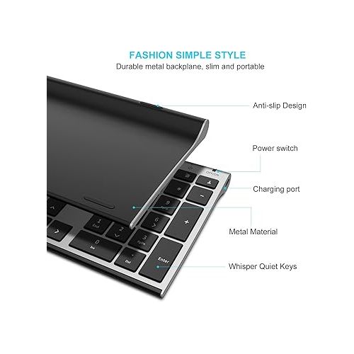  Wireless Keyboard and Mouse, Vssoplor 2.4GHz Rechargeable Compact Quiet Full-Size Keyboard and Mouse Combo with Nano USB Receiver for Windows, Laptop, PC, Notebook-Dark Gray