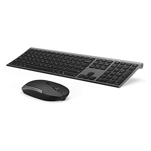  [아마존베스트]Wireless Keyboard and Mouse, Vssoplor 2.4GHz Rechargeable Compact Quiet Full-Size Keyboard and Mouse Combo with Nano USB Receiver for Windows, Laptop, PC, Notebook-Dark Gray