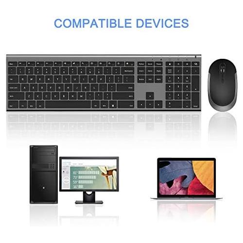  [아마존베스트]Wireless Keyboard and Mouse, Vssoplor 2.4GHz Rechargeable Compact Quiet Full-Size Keyboard and Mouse Combo with Nano USB Receiver for Windows, Laptop, PC, Notebook-Dark Gray