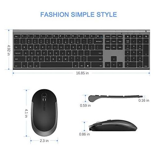  [아마존베스트]Wireless Keyboard and Mouse, Vssoplor 2.4GHz Rechargeable Compact Quiet Full-Size Keyboard and Mouse Combo with Nano USB Receiver for Windows, Laptop, PC, Notebook-Dark Gray