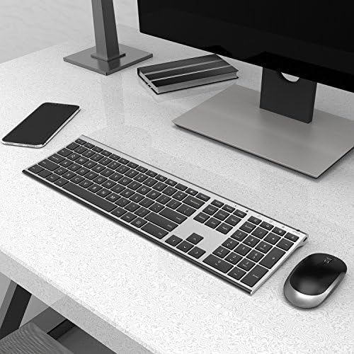  [아마존베스트]Wireless Keyboard and Mouse, Vssoplor 2.4GHz Rechargeable Compact Quiet Full-Size Keyboard and Mouse Combo with Nano USB Receiver for Windows, Laptop, PC, Notebook-Dark Gray