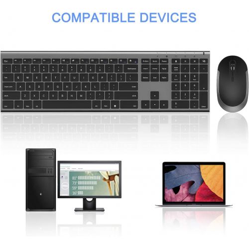  [아마존베스트]Wireless Keyboard and Mouse, Vssoplor 2.4GHz Rechargeable Compact Quiet Full-Size Keyboard and Mouse Combo with Nano USB Receiver for Windows, Laptop, PC, Notebook-Dark Gray