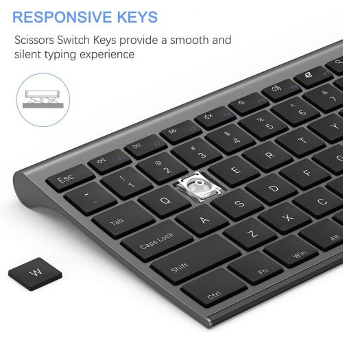  [아마존베스트]Wireless Keyboard and Mouse, Vssoplor 2.4GHz Rechargeable Compact Quiet Full-Size Keyboard and Mouse Combo with Nano USB Receiver for Windows, Laptop, PC, Notebook-Dark Gray