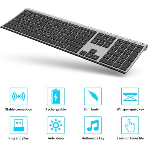  [아마존베스트]Wireless Keyboard and Mouse, Vssoplor 2.4GHz Rechargeable Compact Quiet Full-Size Keyboard and Mouse Combo with Nano USB Receiver for Windows, Laptop, PC, Notebook-Dark Gray