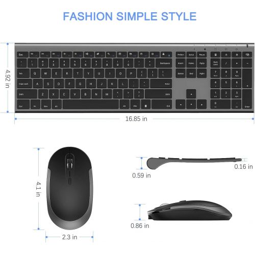  [아마존베스트]Wireless Keyboard and Mouse, Vssoplor 2.4GHz Rechargeable Compact Quiet Full-Size Keyboard and Mouse Combo with Nano USB Receiver for Windows, Laptop, PC, Notebook-Dark Gray