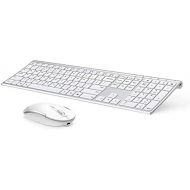 [아마존베스트]Wireless Keyboard and Mouse, Vssoplor 2.4GHz Rechargeable Compact Quiet Full-Size Keyboard and Mouse Combo with Nano USB Receiver for Windows, Laptop, PC, Notebook-White and Silver