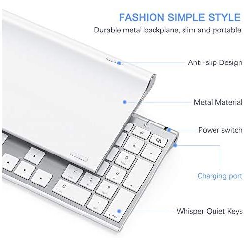  [아마존베스트]Wireless Keyboard and Mouse, Vssoplor 2.4GHz Rechargeable Compact Quiet Full-Size Keyboard and Mouse Combo with Nano USB Receiver for Windows, Laptop, PC, Notebook-White and Silver