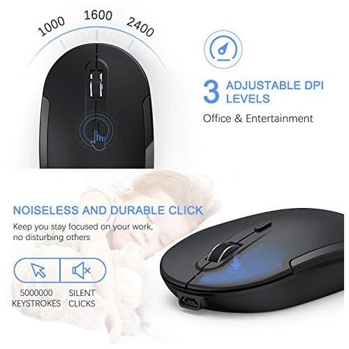  [아마존베스트]Wireless Keyboard and Mouse, Vssoplor 2.4GHz Rechargeable Compact Quiet Full-Size Keyboard and Mouse Combo with Nano USB Receiver for Windows, Laptop, PC, Notebook-Black