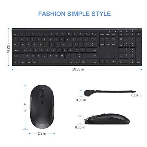  [아마존베스트]Wireless Keyboard and Mouse, Vssoplor 2.4GHz Rechargeable Compact Quiet Full-Size Keyboard and Mouse Combo with Nano USB Receiver for Windows, Laptop, PC, Notebook-Black