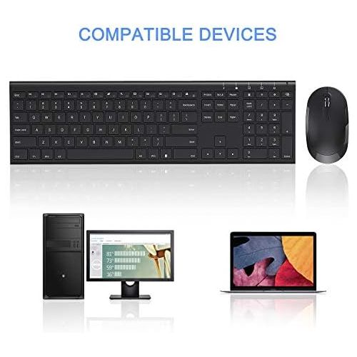  [아마존베스트]Wireless Keyboard and Mouse, Vssoplor 2.4GHz Rechargeable Compact Quiet Full-Size Keyboard and Mouse Combo with Nano USB Receiver for Windows, Laptop, PC, Notebook-Black