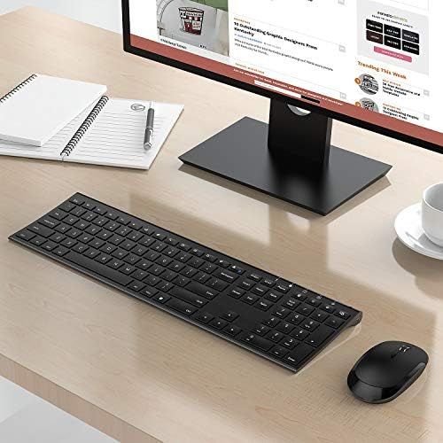  [아마존베스트]Wireless Keyboard and Mouse, Vssoplor 2.4GHz Rechargeable Compact Quiet Full-Size Keyboard and Mouse Combo with Nano USB Receiver for Windows, Laptop, PC, Notebook-Black