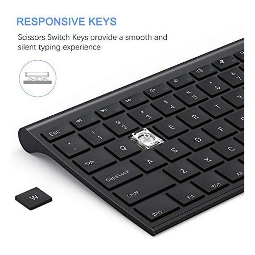  [아마존베스트]Wireless Keyboard and Mouse, Vssoplor 2.4GHz Rechargeable Compact Quiet Full-Size Keyboard and Mouse Combo with Nano USB Receiver for Windows, Laptop, PC, Notebook-Black