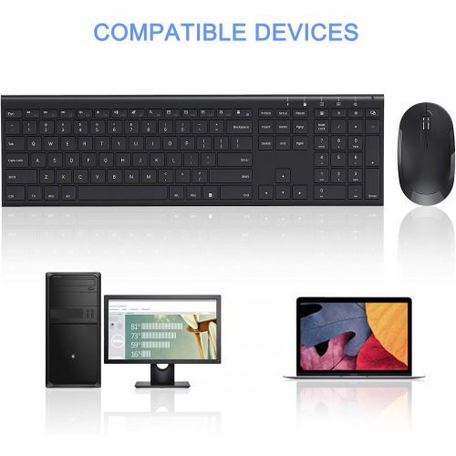  [아마존베스트]Wireless Keyboard and Mouse, Vssoplor 2.4GHz Rechargeable Compact Quiet Full-Size Keyboard and Mouse Combo with Nano USB Receiver for Windows, Laptop, PC, Notebook-Black