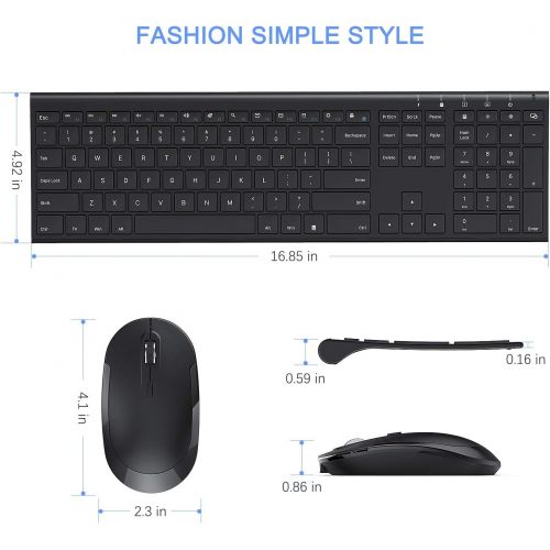  [아마존베스트]Wireless Keyboard and Mouse, Vssoplor 2.4GHz Rechargeable Compact Quiet Full-Size Keyboard and Mouse Combo with Nano USB Receiver for Windows, Laptop, PC, Notebook-Black