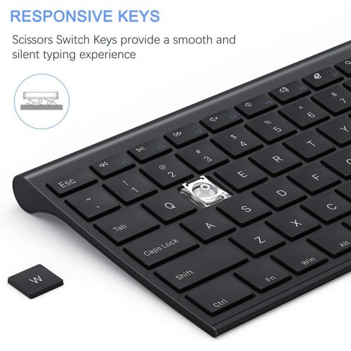  [아마존베스트]Wireless Keyboard and Mouse, Vssoplor 2.4GHz Rechargeable Compact Quiet Full-Size Keyboard and Mouse Combo with Nano USB Receiver for Windows, Laptop, PC, Notebook-Black