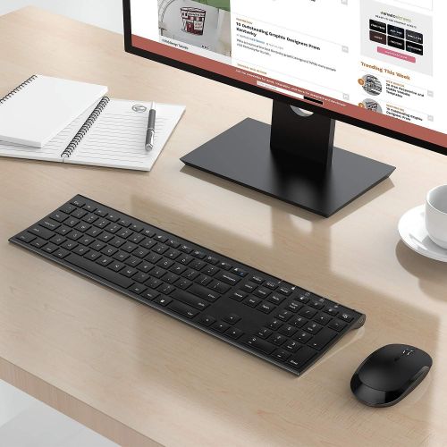  [아마존베스트]Wireless Keyboard and Mouse, Vssoplor 2.4GHz Rechargeable Compact Quiet Full-Size Keyboard and Mouse Combo with Nano USB Receiver for Windows, Laptop, PC, Notebook-Black