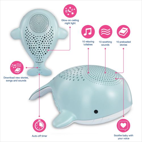 브이텍 VTech BC8312 Wyatt the Whale Storytelling Baby Soother with Glow-on Ceiling Night Light