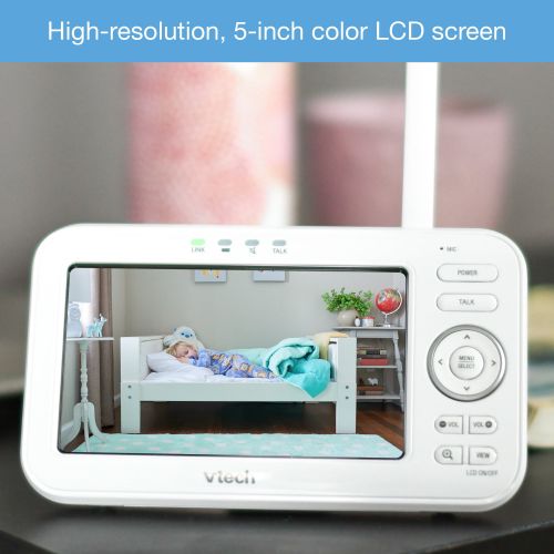 브이텍 VTech VM352 5 Digital Video Baby Monitor with Wide-Angle Lens and Standard Lens, Silver & White
